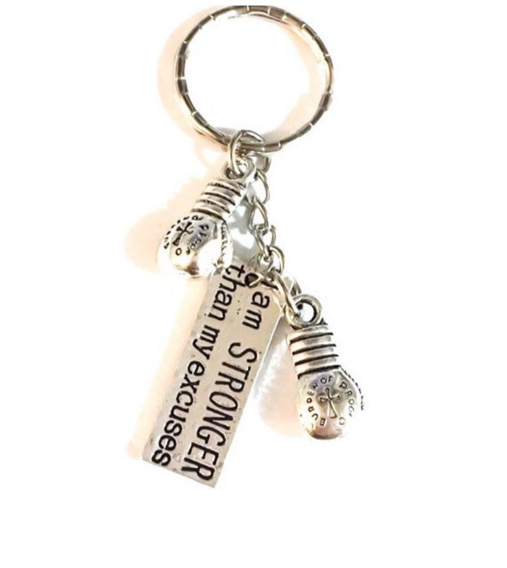 Ultimate Boxing Keychain, Stronger Keychain, Motivation, Fitness Keychain, Boxing Glove Charms, Kickboxing, Fitness Gifts, Boxer Key Ring