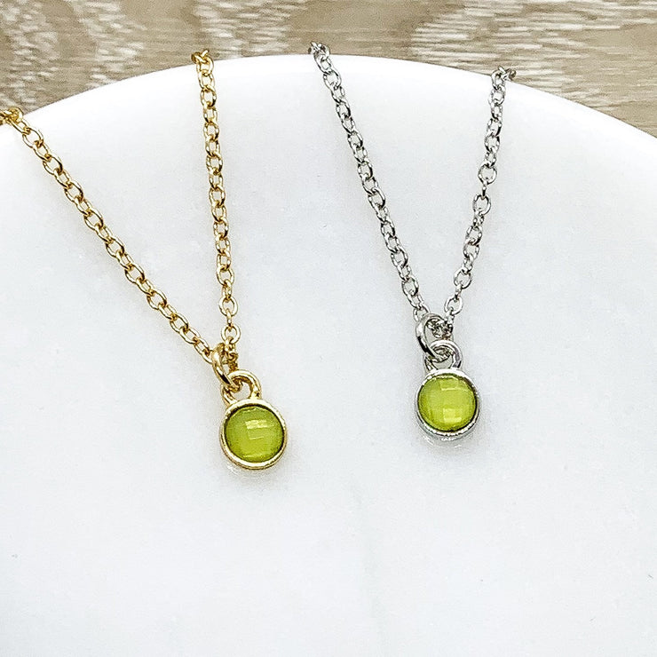 Happy Retirement Gift, Tiny Green Chalcedony Necklace, Crystal Pendant, August Birthstone, Gift for Coworker, Gift from Colleague, Friends