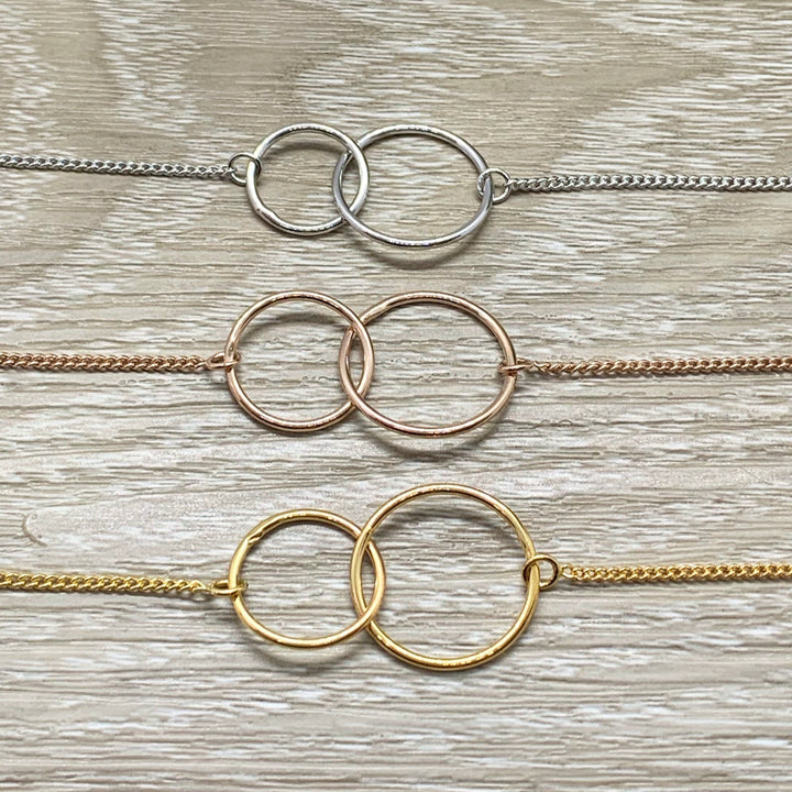 Best Bitches Gift, Interlocking Circles Necklace, Circular Pendant, Linked Circles Necklace, Unbiological Sister Gift, Favorite Bitch Gift