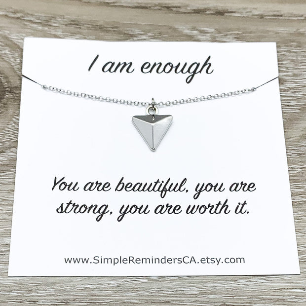 I Am Enough Gift, Shield Necklace, Armor Necklace with Card, Affirmation Gift, Strength Jewelry, Simple Reminder, I Am Strong Gift