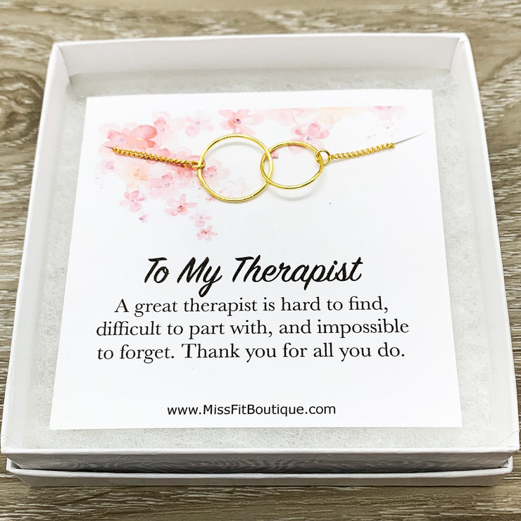 Therapist Thank You Gift, Interlocking Circles Necklace, Circular Pendant, Linked Circles Necklace, Gift for Therapist, Appreciation
