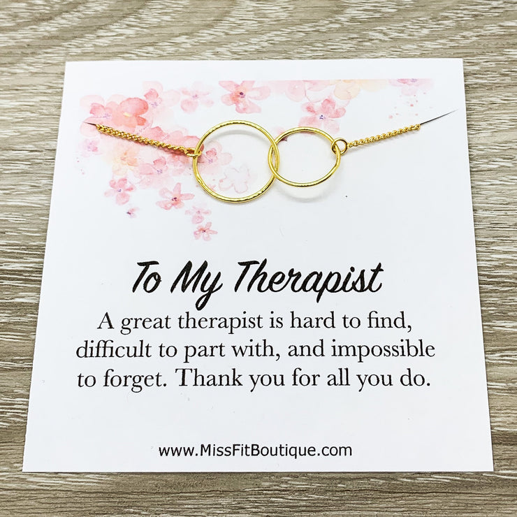 Therapist Thank You Gift, Interlocking Circles Necklace, Circular Pendant, Linked Circles Necklace, Gift for Therapist, Appreciation