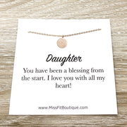Daughter Gift, Tiny Round Disc Necklace, Rose Gold Solitaire Pendant, Unbiological Daughter Gift, Birthday Gift for Daughter, Christmas