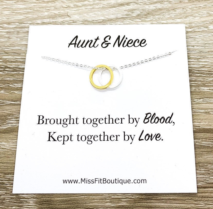 Aunt & Niece Gift, Circular Pendant, Linked Circles Necklace, Interlocking Circles Necklace, Aunty Gift, Niece Necklace, Gift for Aunt