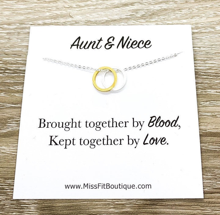 Aunt & Niece Gift, Circular Pendant, Linked Circles Necklace, Interlocking Circles Necklace, Aunty Gift, Niece Necklace, Gift for Aunt