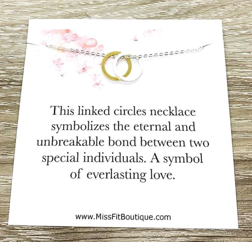 Unbreakable Bond Gift, Pendant, Linked Circles Necklace, Interlocking Circles Necklace, Gift for Best Friend, Anniversary Gift, Love Jewelry