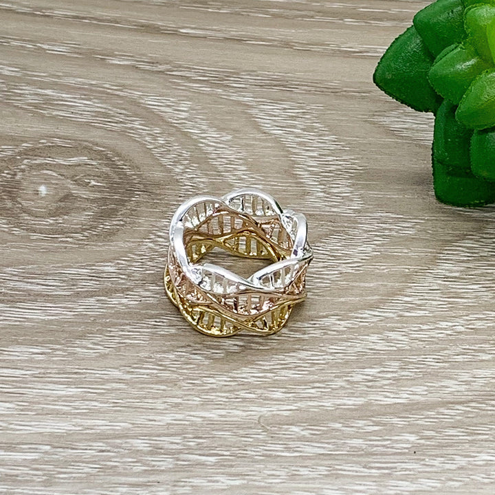 DNA Ring, Double Helix Ring, Blended Family Gift, Biology Jewelry, Gift for Medical Student, Science Jewelry, Nurse Gift, Stocking Stuffer