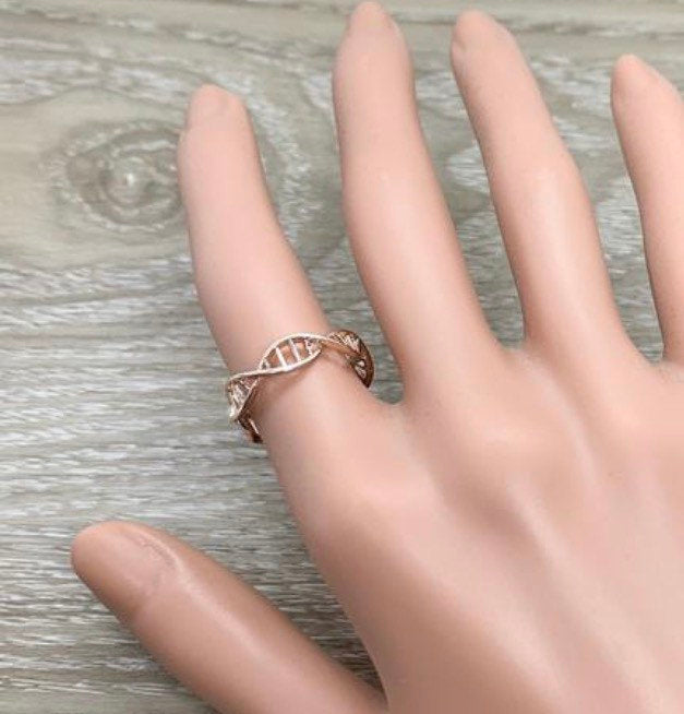 DNA Ring, Double Helix Ring, Blended Family Gift, Biology Jewelry, Gift for Medical Student, Science Jewelry, Nurse Gift, Stocking Stuffer