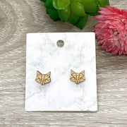 Origami Fox Stud Earrings, Tiny Fox Head Earrings, Animal Lover Jewelry, Cute Wooden Earrings, Unique Jewelry, Gift for Her, Winter