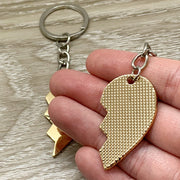 Best Bitches Split Heart Keychain or Necklace Set for 2, Friendship