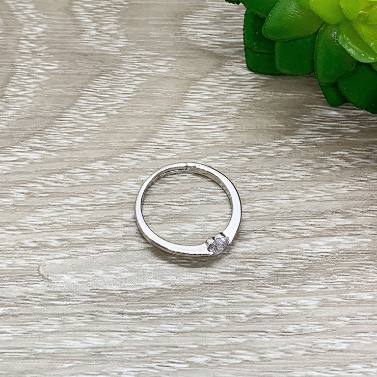 Dainty Heart Ring, Tiny Diamond Statement Ring, Sterling Silver Jewelry, Promise Ring, Friendship Gift, Gift for Mom, Gift from Boyfriend