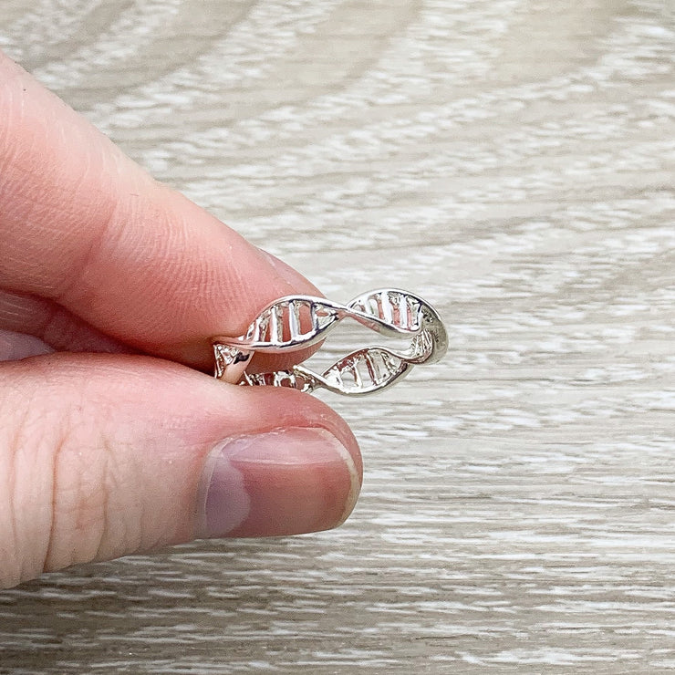 DNA Ring, Double Helix Ring, Blended Family Gift, Biology Jewelry, Gift for Medical Student, Science Jewelry, Nurse Gift, Stocking Stuffer