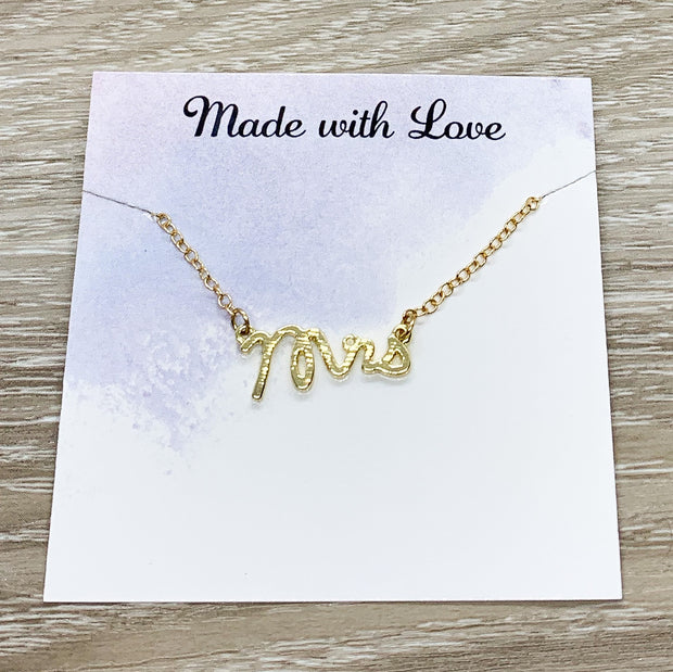 Mrs Necklace Gold, Bridal Gift, Gift for Bride from Him, Bridal Necklace, Future Mrs Necklace, Engagement Gift, Bride to Be Gift