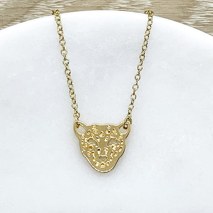 Cheetah Necklace, Gold Leopard Necklace, Tiger Necklace, Minimal Necklace, Animal Lover Gift, Animal Jewelry, Jungle Jewelry