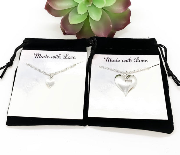 Best Friends Heart Necklace Set for 2, Gift for Bestie, Shareable Necklaces, One for Me, One for You, Birthday Gift, Long Distance Friends