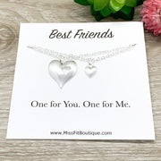 Best Friends Heart Necklace Set for 2, Gift for Bestie, Shareable Necklaces, One for Me, One for You, Birthday Gift, Long Distance Friends