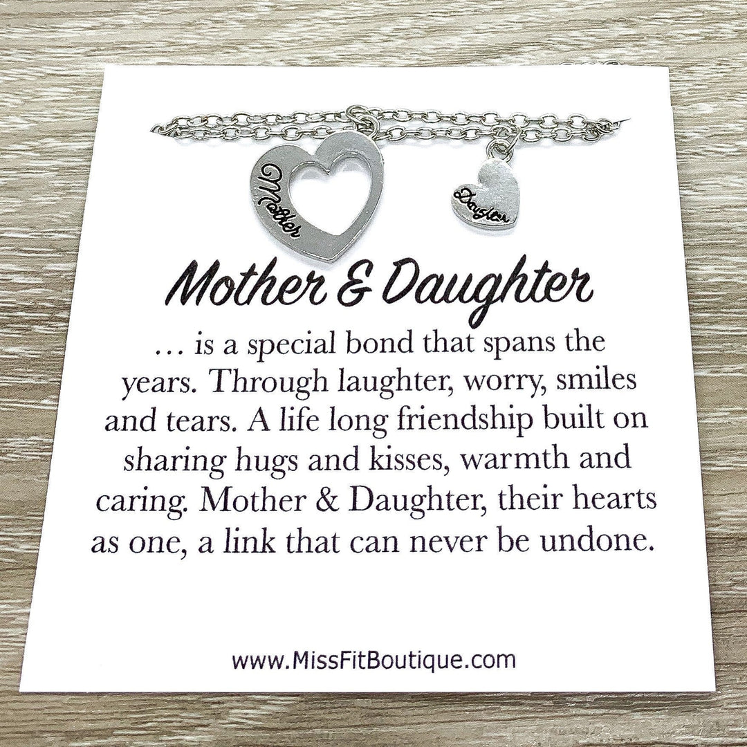 Mother and Daughter Necklace with Gift Box, Interlocking Hearts Necklaces, Two Hearts Pendant, Every Day Necklace, Gift for Daughter