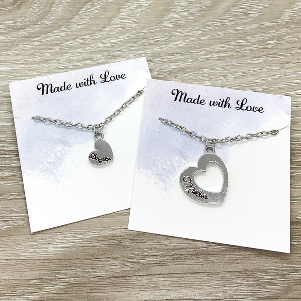 Mother and Daughter Necklace with Gift Box, Interlocking Hearts Necklaces, Two Hearts Pendant, Every Day Necklace, Gift for Daughter