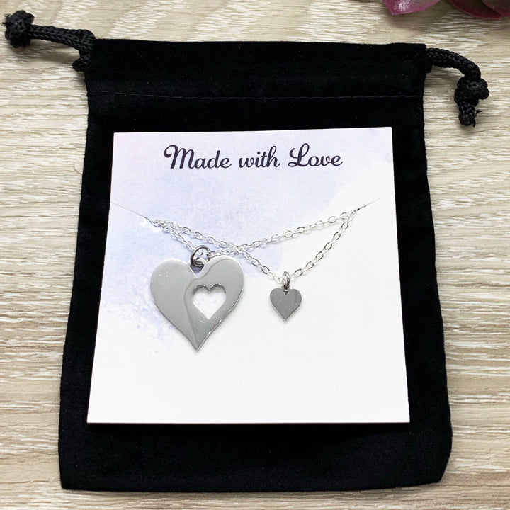 Heart Necklace Set for 2, Friendship Necklaces, Friends Forever Quote, Bestie Gift, Shareable Necklaces, Birthday Gift, Long Distance Friend