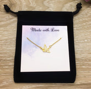 Origami Crane Necklace with Personalized Card, Bird Jewelry, Nature Lover Jewelry, Friendship Necklace, Motivational Gift, Inspirational