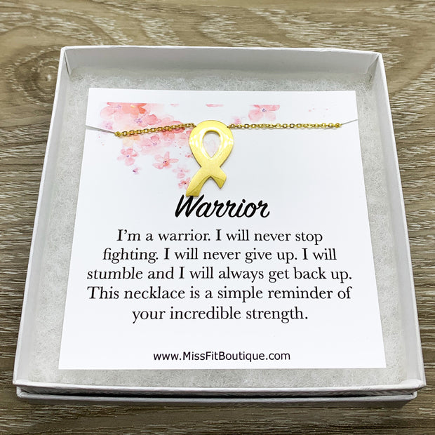 Warrior Gift, Awareness Ribbon Necklace, Strength Gift, Fighter Jewelry, Simple Reminder Gift, Cancer Patient, Survivor Necklace