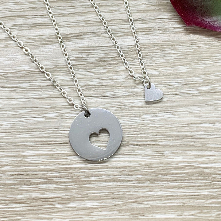 Heart Necklace Set for 2, Mother and Daughter Quote, Mom Gift, Shareable Necklaces, Birthday Gift, Mommy and Me Gift