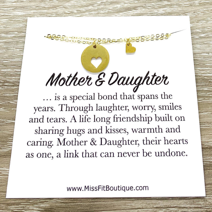 Heart Necklace Set for 2, Mother and Daughter Quote, Mom Gift, Shareable Necklaces, Birthday Gift, Mommy and Me Gift