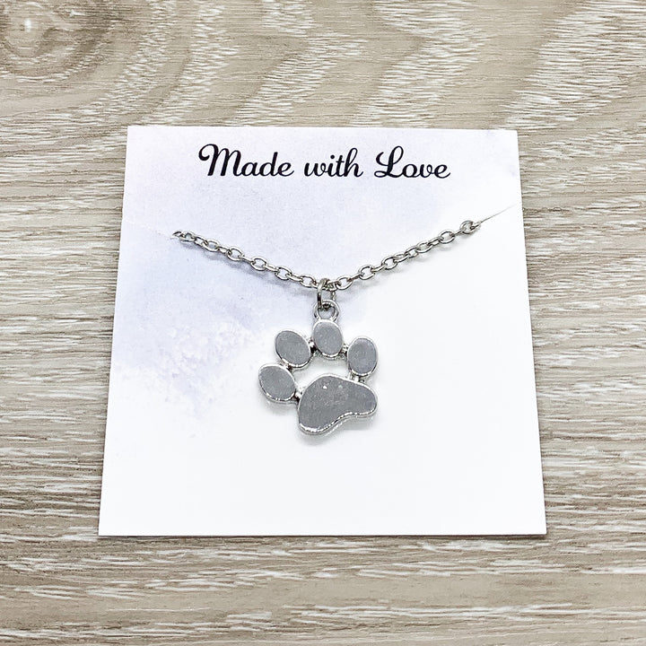 Paw Print Necklace Rose Gold, Dainty Paw Pendant, Minimal Pet Jewelry, Cat Lover Gift, Dog Owner, Loss of Cat, Loss of Dog, Cat Lover Gift