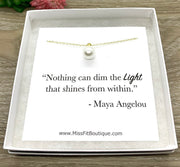 Dainty Lightbulb Necklace, Bulb Pendant, Friendship Gift, Dainty Necklace, Maya Angelou Quote, Minimalist Jewelry, Birthday Gift for Her