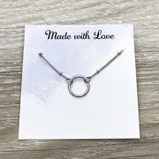 Circle of Friendship Gift, Dainty Silver Circle Necklace, Circular Pendant, Gift for Best Friend, Infinity Circle, Unbiological Sister Gift