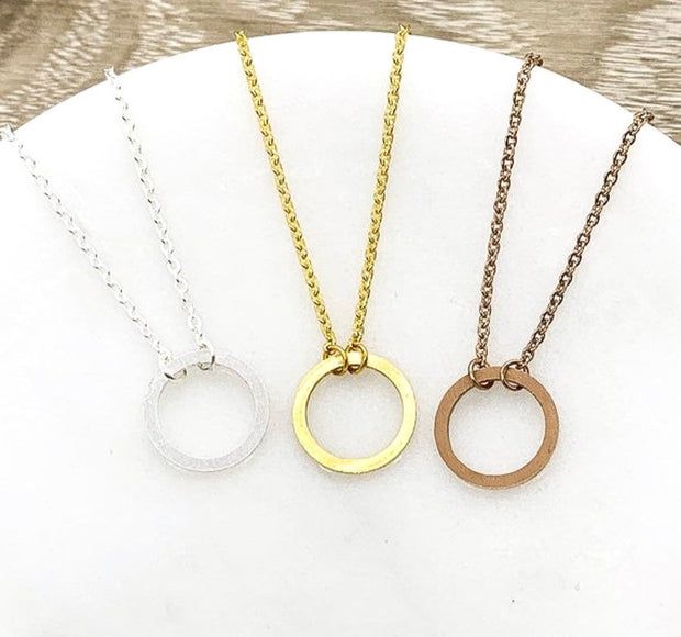 Karma Necklace, Simple Open Circle Necklace, Circular Pendant, Eternity Necklace, Infinity Jewelry, Gift for Daughter, Friendship Necklace