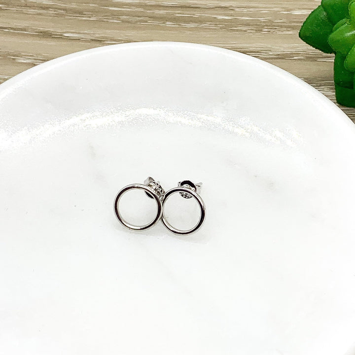 Tiny Circle Stud Earrings, Sterling Silver Jewelry, Dainty Studs, Circular Earrings, Geometric Jewelry, Simple Earrings, Everyday Jewelry