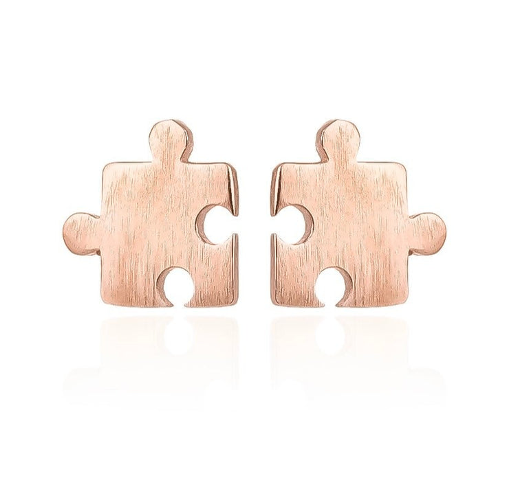 Tiny Puzzle Stud Earrings, Jigsaw Puzzle Jewelry, Autism Awareness Gift, Cute Earrings, Games Night Gift, Dainty Jewelry, Minimalist Gift