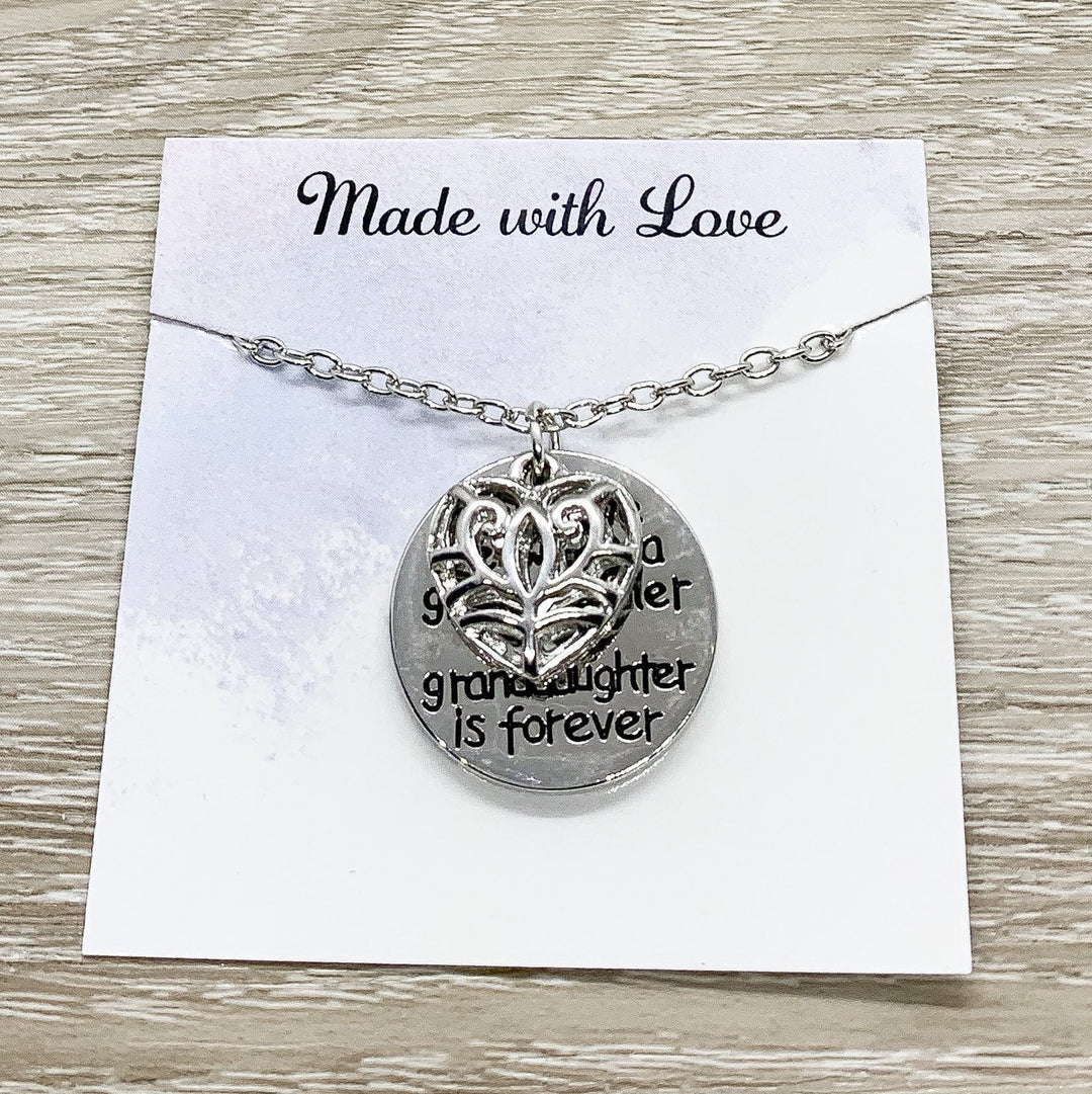 The Love Between a Grandmother and Granddaughter is forever, Grandma Necklace, Gift from Granddaughter, Birthday Gift for Grandmother