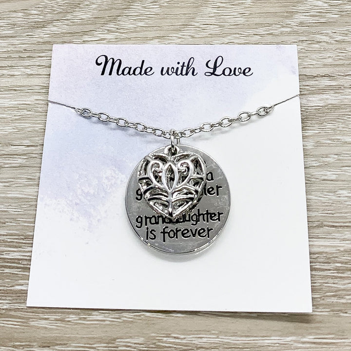 The Love Between a Grandmother and Granddaughter is forever, Grandma Necklace, Gift from Granddaughter, Birthday Gift for Grandmother