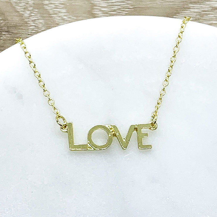 Gold LOVE Necklace Card, Love Jewelry, Generations Gift for Mom, Grandmother Necklace, Minimalist Jewelry, Mother Necklace Gift