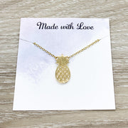 Tiny Pineapple Necklace Gold, Dainty Jewelry, Pineapple Gift, Foodie Gift, Friendship Necklace, Gift for Best Friend, Stocking Stuffer