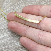 Curved Tube Necklace Gold, Minimalist Jewelry, Follow Your Heart, Bar Necklace, Inspirational Jewelry, Motivation Gift, Uplifting Jewelry