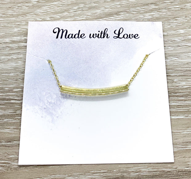 Curved Tube Necklace Gold, Minimalist Jewelry, Follow Your Heart, Bar Necklace, Inspirational Jewelry, Motivation Gift, Uplifting Jewelry