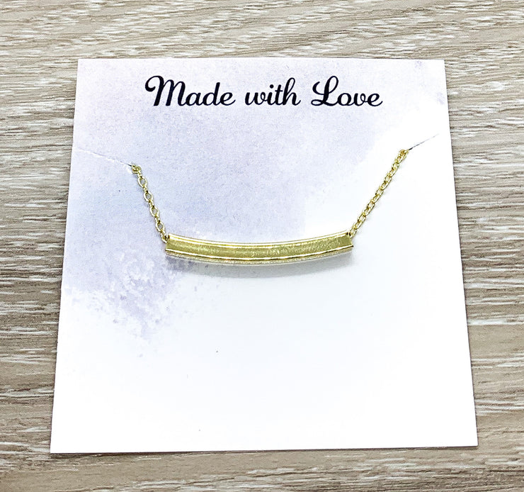 Curved Tube Necklace Gold, Minimalist Jewelry, Follow Your Heart, Bar Necklace, Inspirational Jewelry, Motivation Gift, Uplifting Jewelry