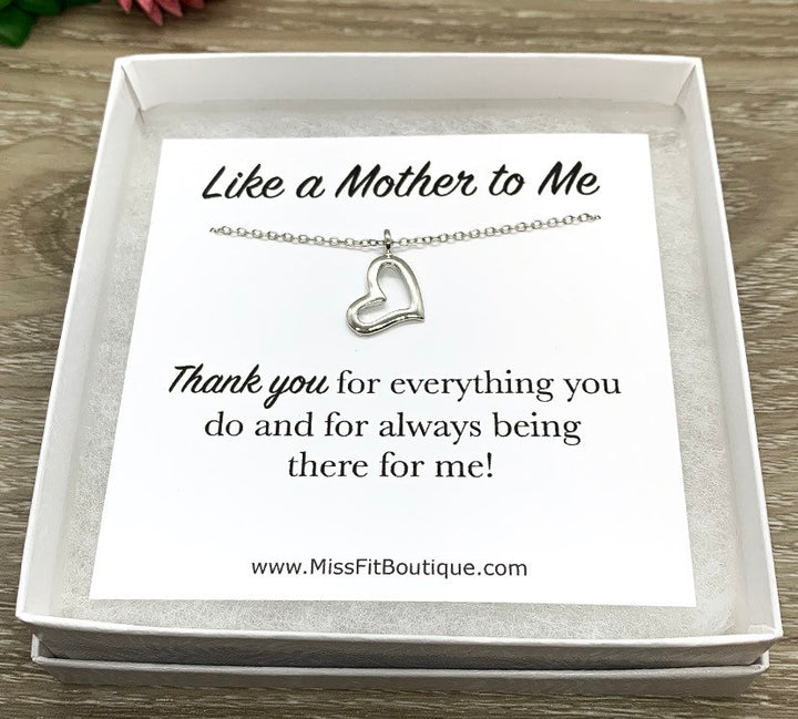 Like a Mother to Me Gift, Dainty Heart Necklace, Unbiological Mother Gift, Mother in Law Gift, Step Mom Gift, Meaningful Gift for Bonus Mom