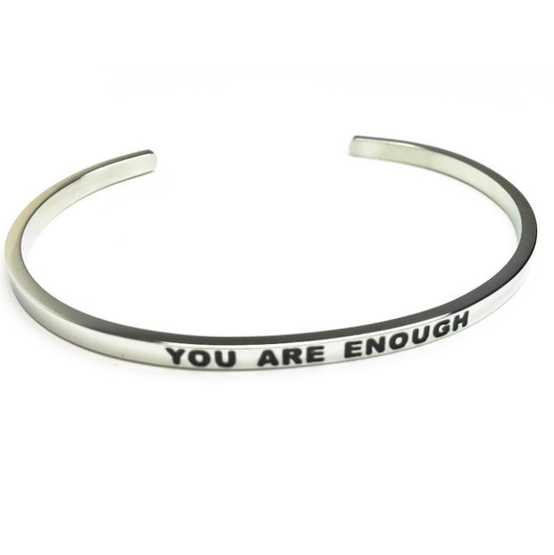 You Are Enough Cuff Bangle Bracelet, Gift, Gift for Friend, Thin Mantra Bracelet Silver, Minimalist Bracelet, Friendship Jewelry, Inspire