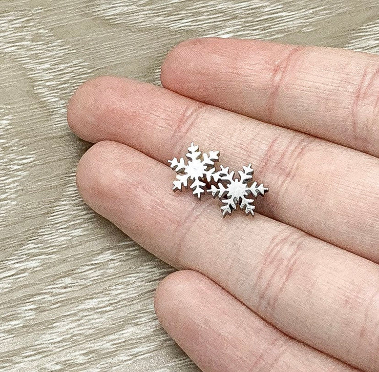 Dainty Snowflake Stud Earrings, Canada Earrings, Winter Wedding Bridal Jewelry, Winter Themed Jewelry, Christmas Gift, Stocking Filler