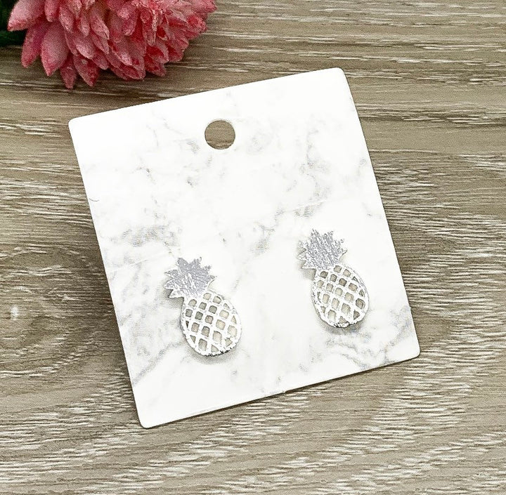 Pineapple Stud Earrings Silver, Fruit Earrings, Tropical Jewelry, Minimalist Stud Earrings, Foodie Jewelry, Boho Earrings, Birthday Gift