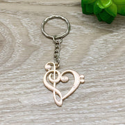 Music Keychain Rose Gold, Gift for Musician, Musical Notes Charm, Gift for Daughter, Music Student Gift, Music Teacher Gift, Piano Teacher