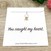 You Caught My Heart Gift, Fish Hook Necklace, Sterling Silver Pendant, Dainty Jewelry, Girlfriend Gift, Gift for BestFriend, Holiday Jewelry