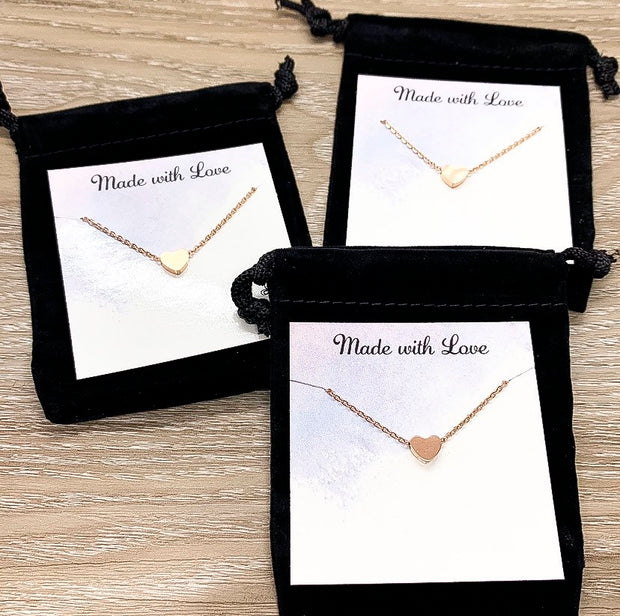 True Friendship Quote, Tiny Heart Pendant Necklace Set for 3, Matching Necklaces, Best Friend Gift, Gift for Friend, Simple Reminders