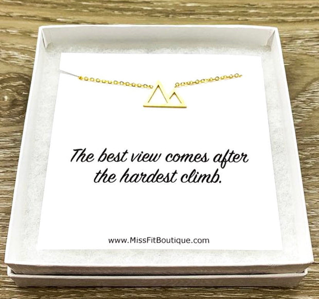 Mountain Peak Necklace with Personalized Card, Inspirational Gift, Thoughtful Gift, Sentimental Jewelry, Travel Jewelry, Minimalist Necklace