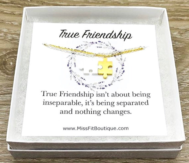 Interlocking Puzzle Necklaces, Matching Set for 2, True Friendship Card, Puzzle Piece Necklaces, Gift for Best Friend, Birthday Gift, Xmas