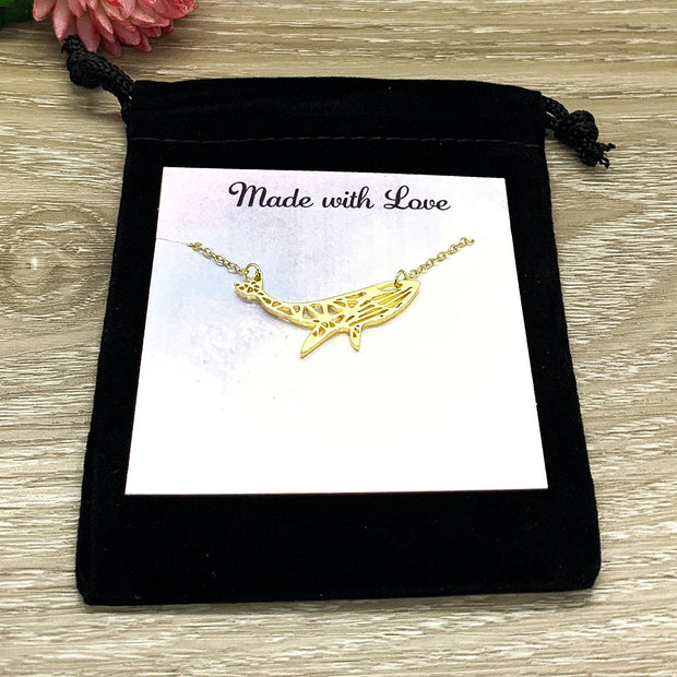 Whale Wisdom Quote, Whale Jewelry Gift, Origami Whale Necklace, Beach Necklace, Minimalist Gift, Ocean Gift, Friendship Necklace